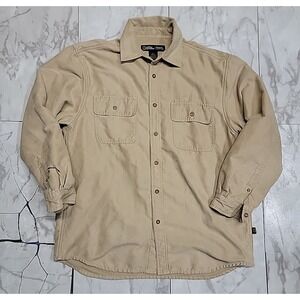 National Geographic Travel Lined Flannel Men's Large Beige Safari Pockets